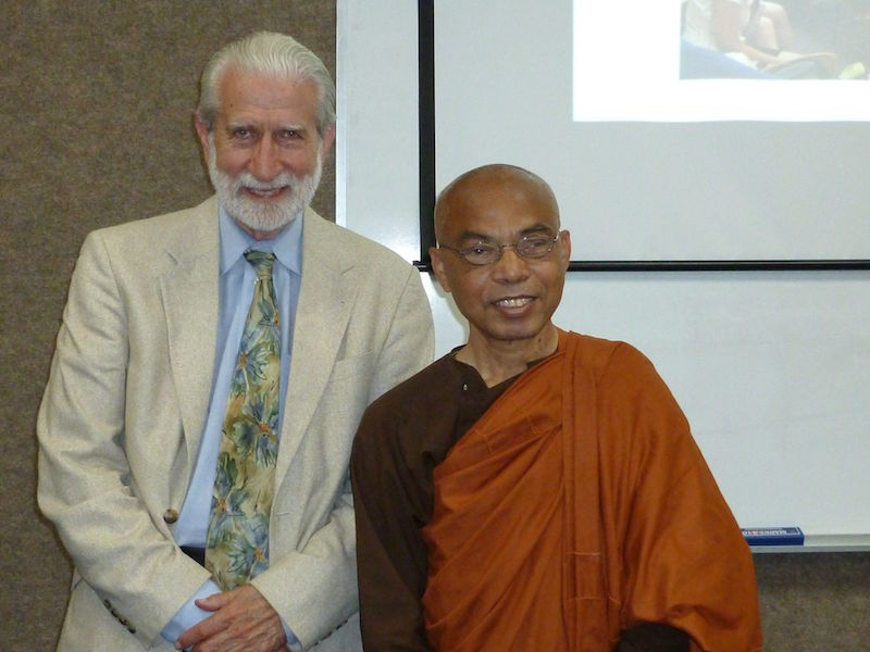Venerable Dr. Lokananda C. Bhikkhu, the founder of Sambodhi Vihara, with Lewis Lancaster, emeritus professor of the University of California-Berkeley. Photo from Lokananada C. Bhikkhu Facebook 