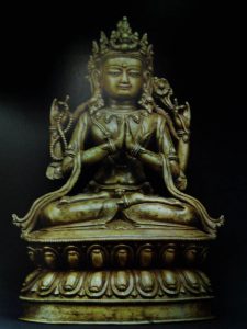 A copper alloy figure of Four-armed Avalokiteshvara from 15th century Tibet that was showcased at Fine Art Asia Hong Kong.